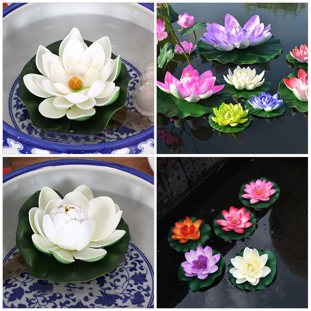 8Pcs Simulation Lotus Floating - Aquarium Decor ulasan dan harga